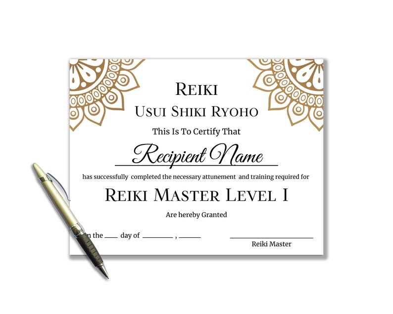 Editable Reiki Certificate Template, Printable Reiki Certificate of ...