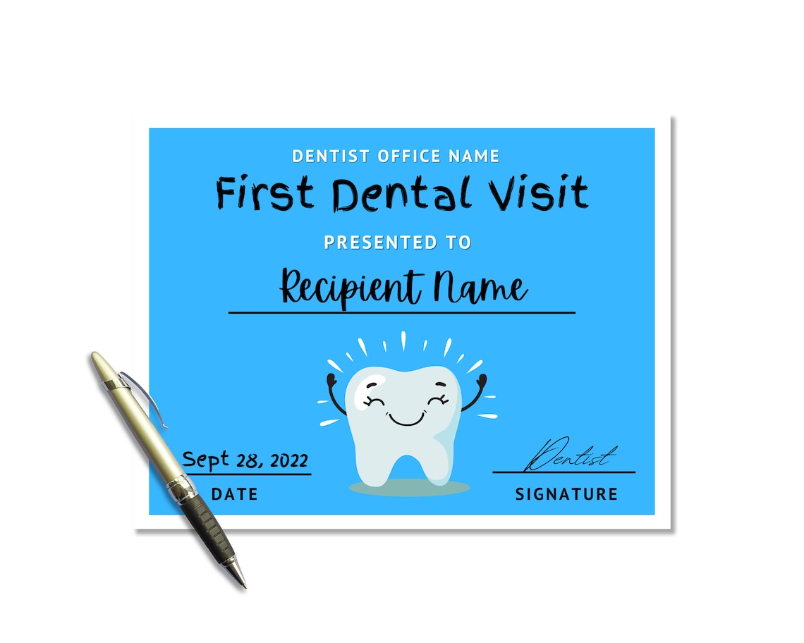 Editable Dentist Certificate Template Dental Awards First Etsy