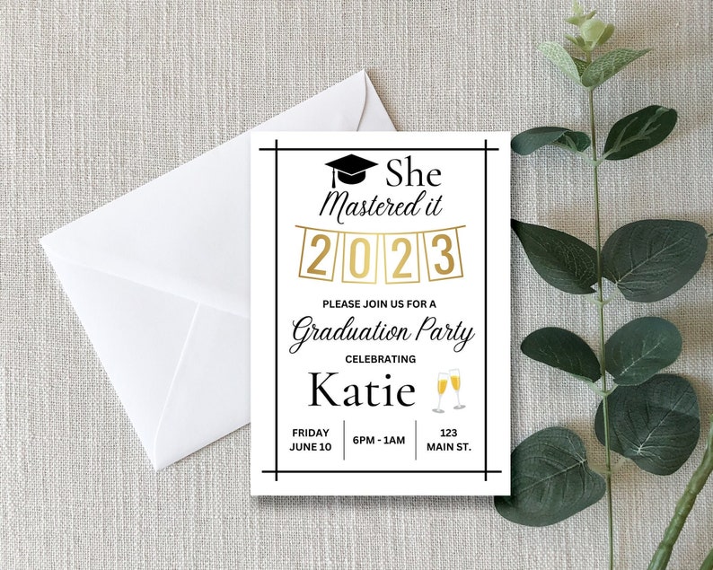 Mastered It Graduation Invitation, Editable Graduation Party Invitation