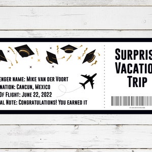 Graduation Boarding Pass, Graduation Gifts, Printable Ticket, Surprise ...