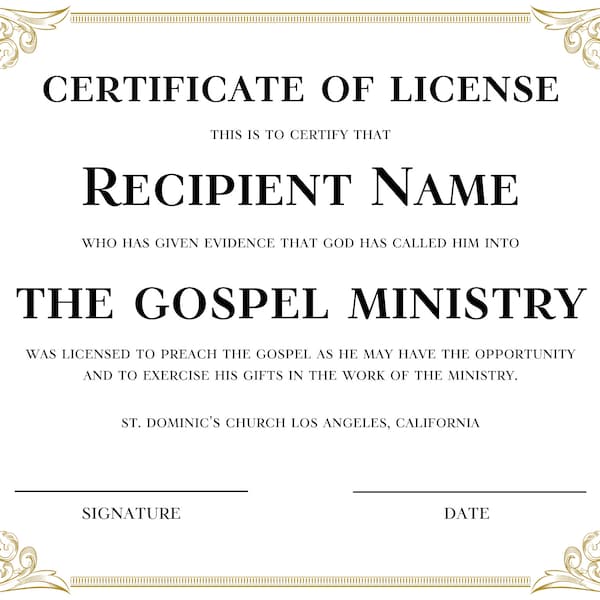 Minister License Certificate Template Etsy Minister License Certificate Template Etsy