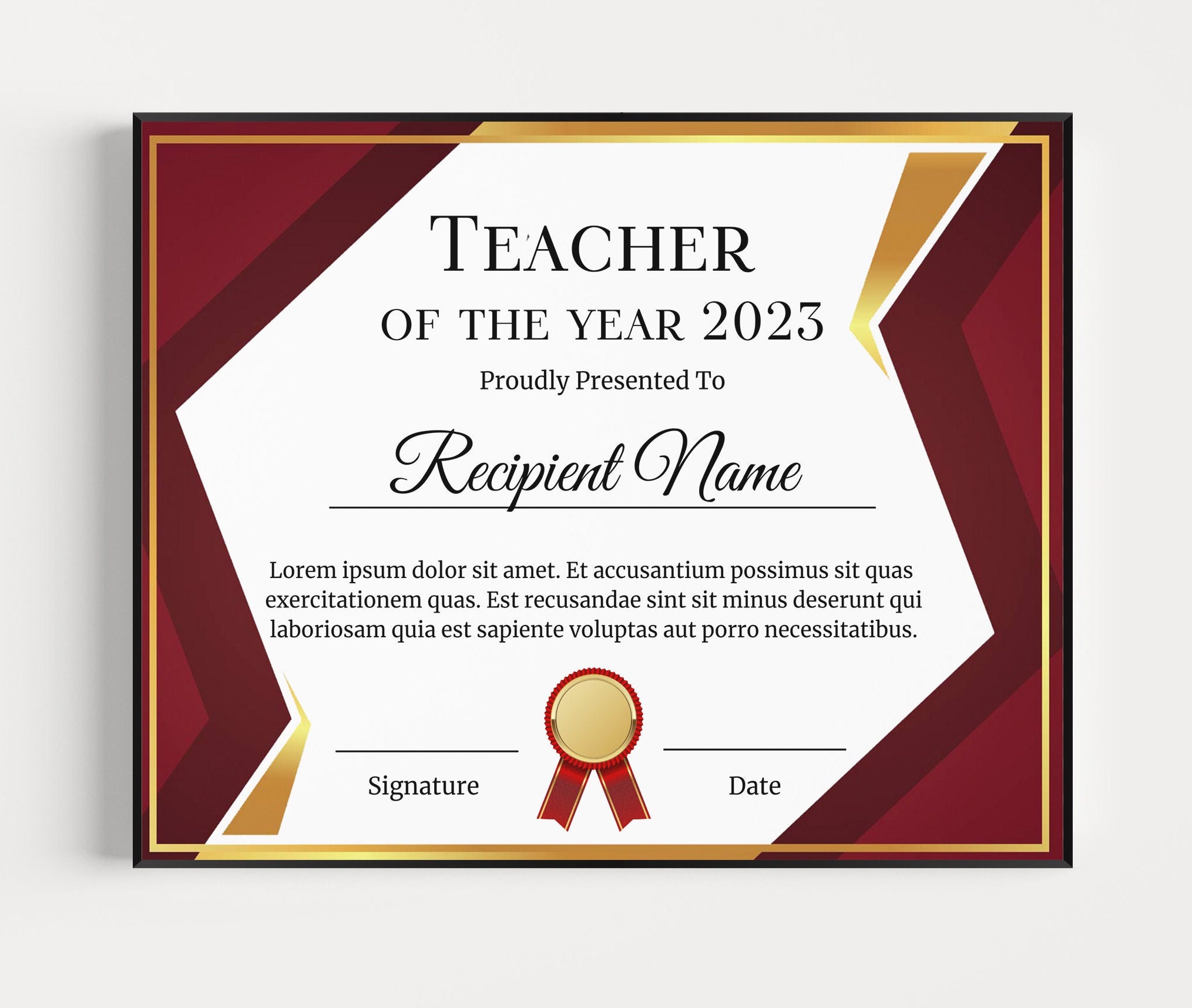 Editable Teacher of the Year Certificate Template, Printable Teacher of Editable Teacher of the Year Certificate Template, Printable Teacher of