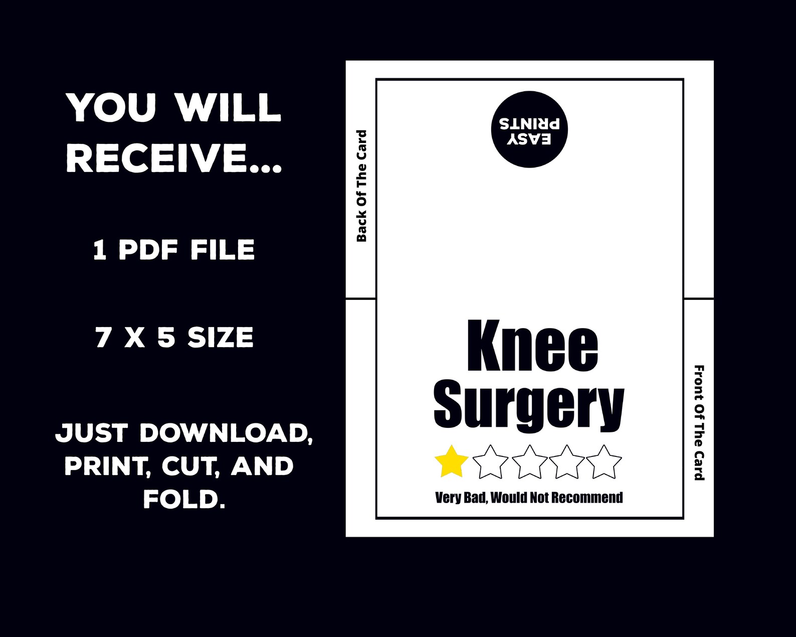 Knee Surgery Card / Knee Replacement Card / Knee Surgery Gift for Men
