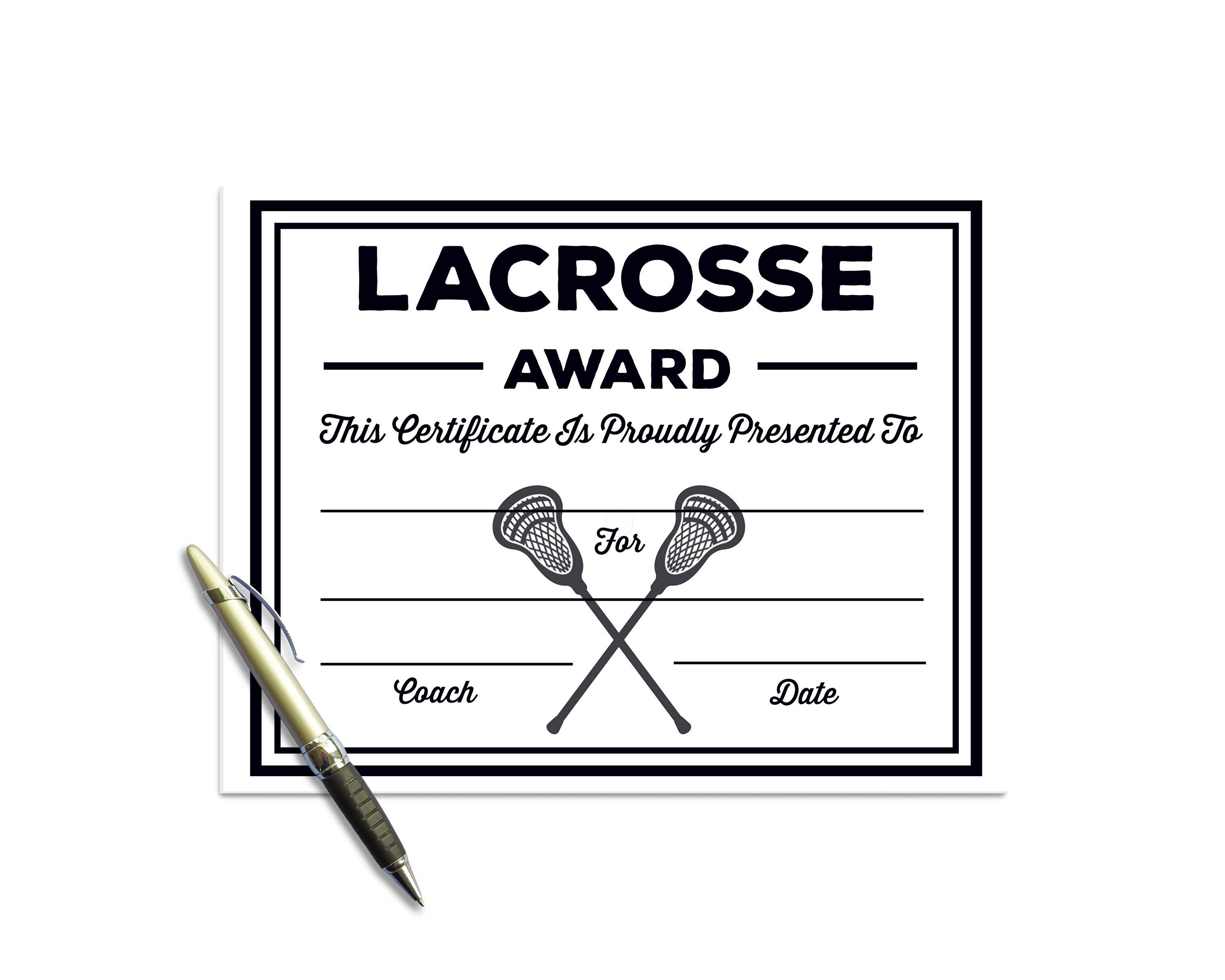 Lacrosse Certificate Instant Download / Lacrosse Awards / Lacrosse