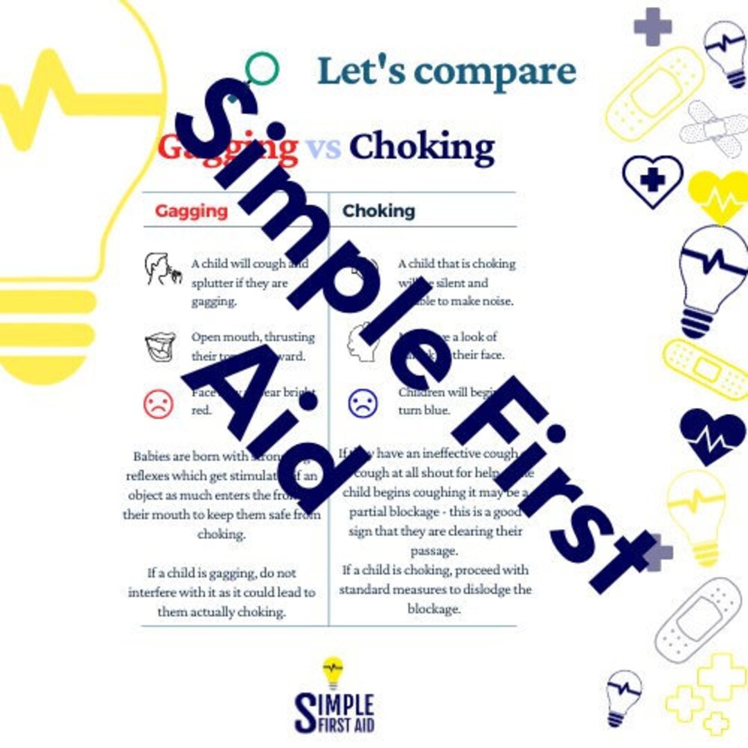 Gagging Vs Choking Poster Baby First Aid Kitchen Aids First Aid for