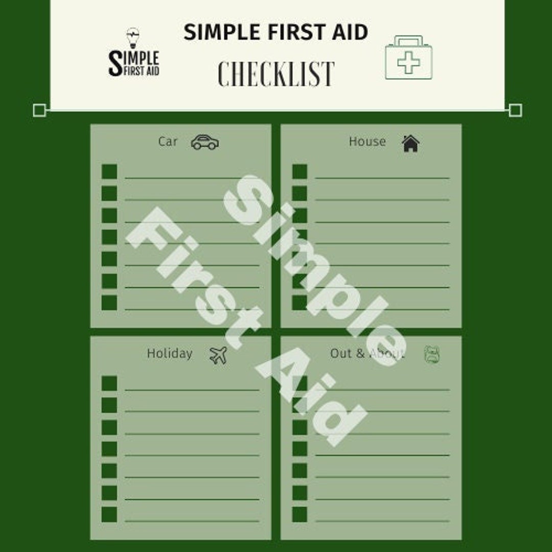 Printable First Aid Kit Checklist Inventory Emergency Kit Etsy