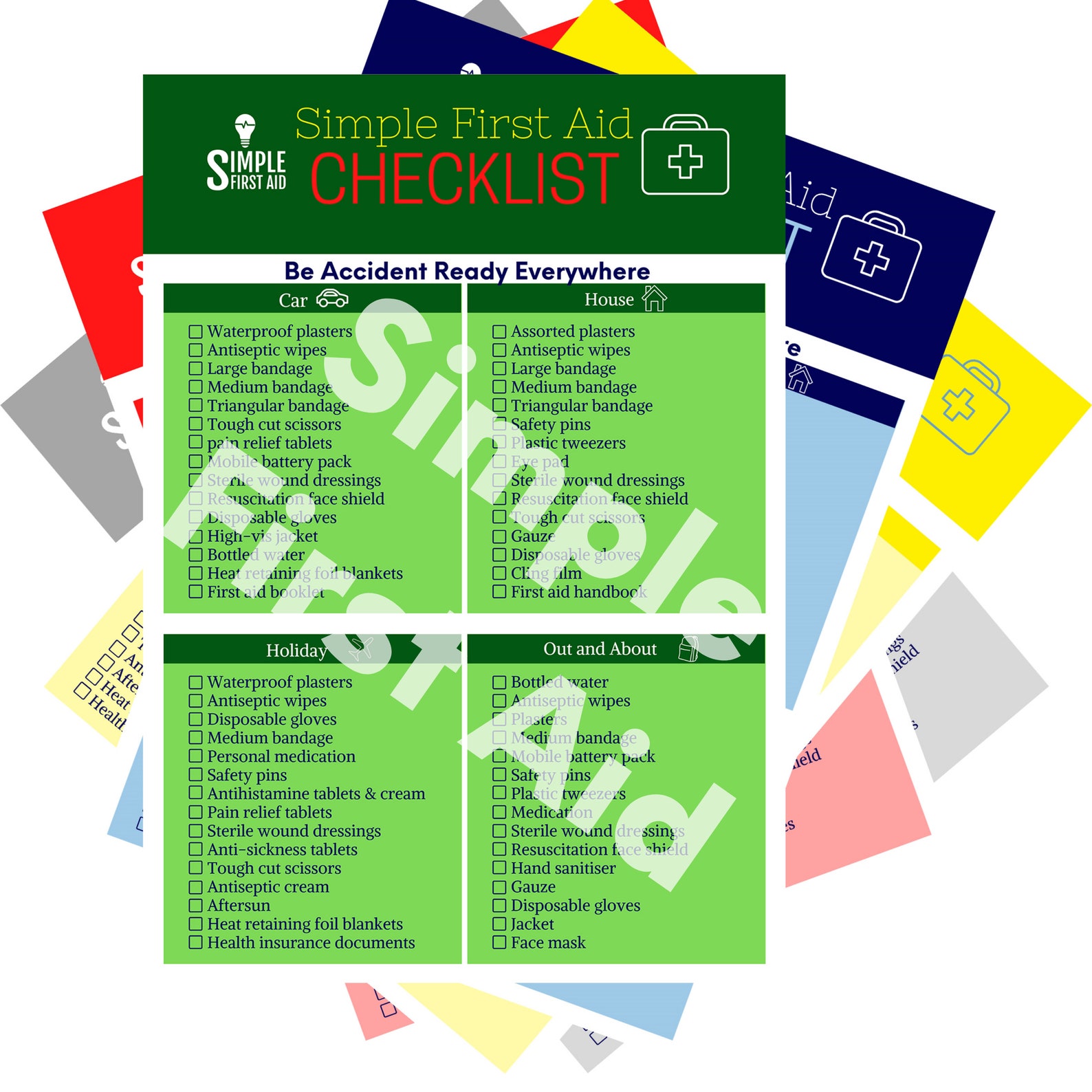 COLOURED Printable First Aid Checklists to Help You Be Etsy