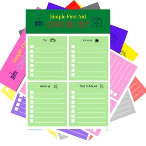 7 COLOURED Blank Printable First Aid Checklist for home first aid kit checklist for first aid companies first aid kit checklist for parents