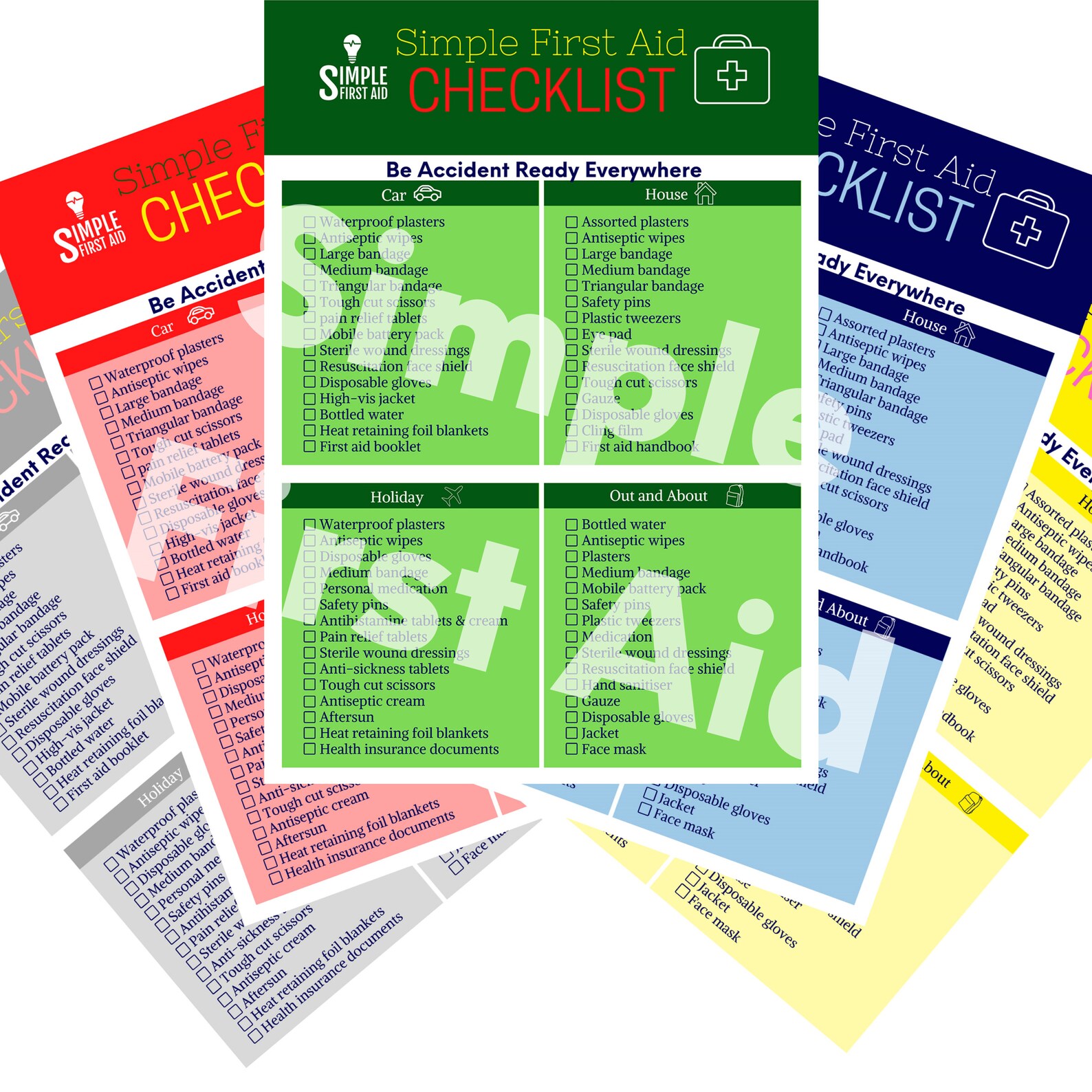 COLOURED Printable First Aid Checklists to help you be Etsy