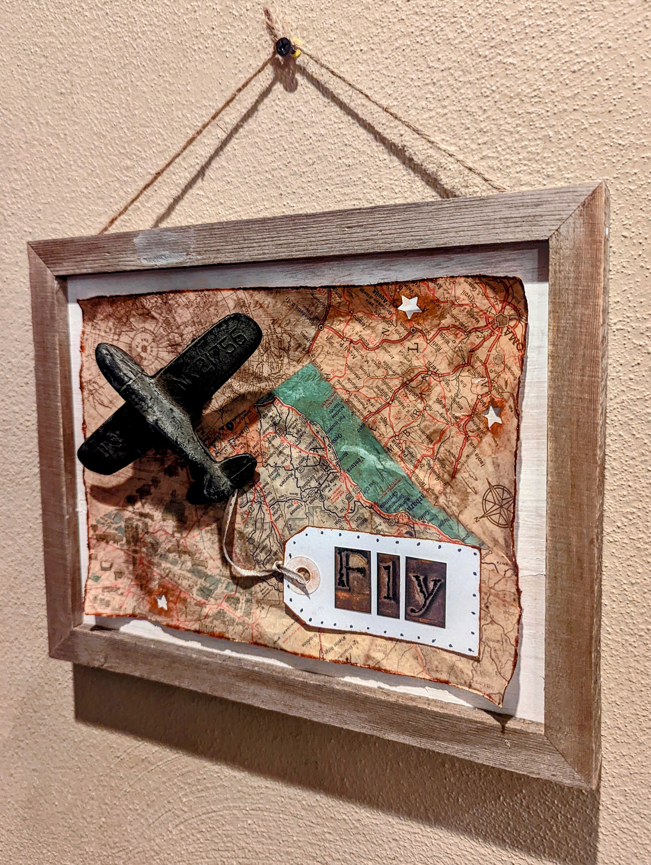 Airplane Collage Art: Decoupage Map & Miniature Plane (8x10) - Etsy