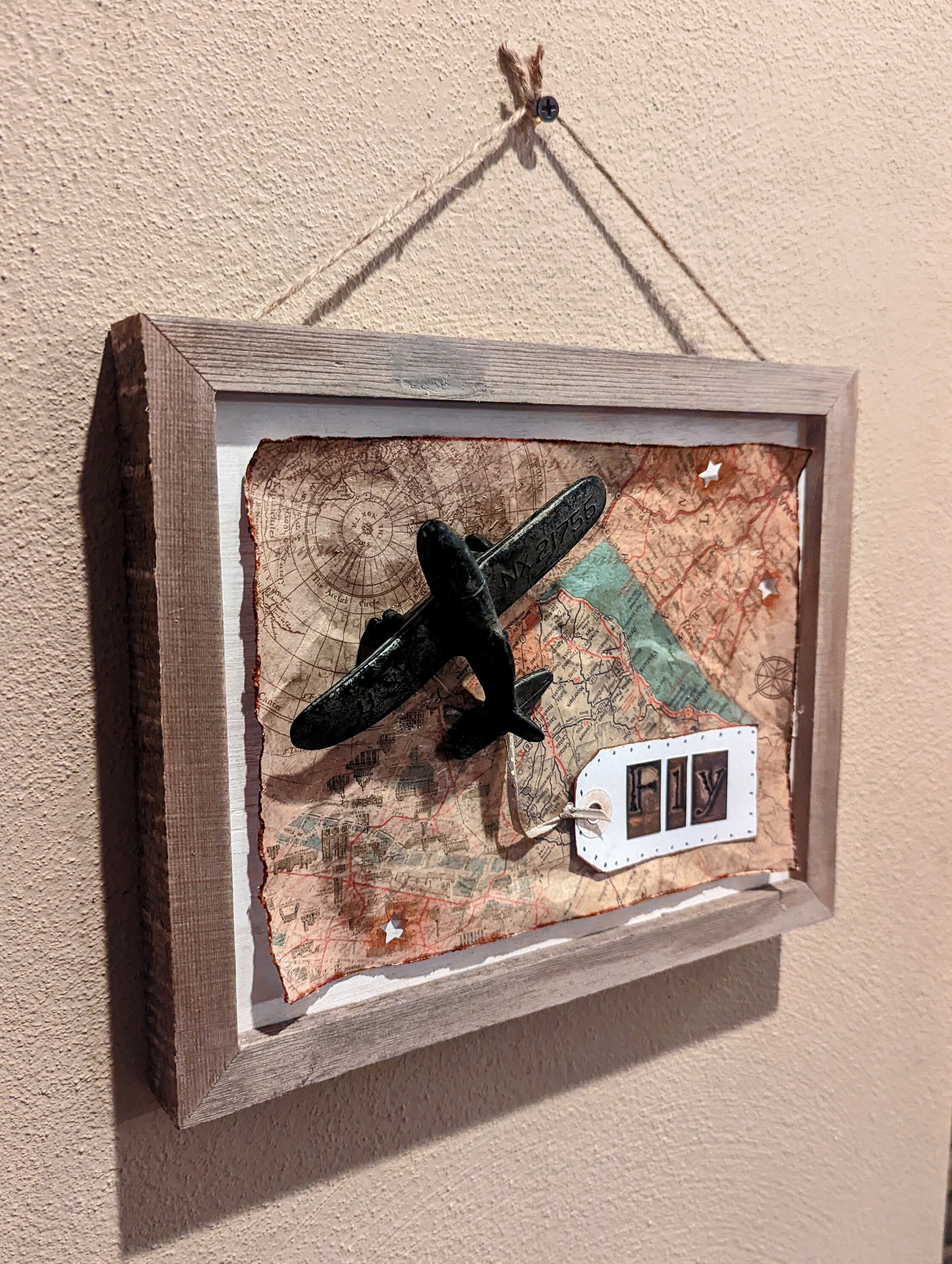Airplane Collage Art: Decoupage Map & Miniature Plane (8x10) - Etsy