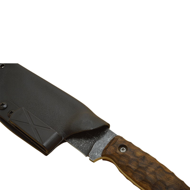 Set de couteau de chasse et de camping, Couteau tactique et bushcraft, Acier carbone 1070 Poignée en bois de noyer, Gaine en kydex avec EDC image 4