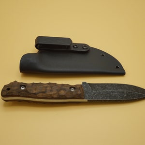 Set de couteau de chasse et de camping, Couteau tactique et bushcraft, Acier carbone 1070 Poignée en bois de noyer, Gaine en kydex avec EDC image 7