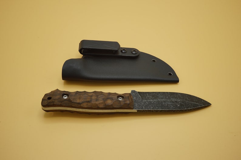 Set de couteau de chasse et de camping, Couteau tactique et bushcraft, Acier carbone 1070 Poignée en bois de noyer, Gaine en kydex avec EDC image 7