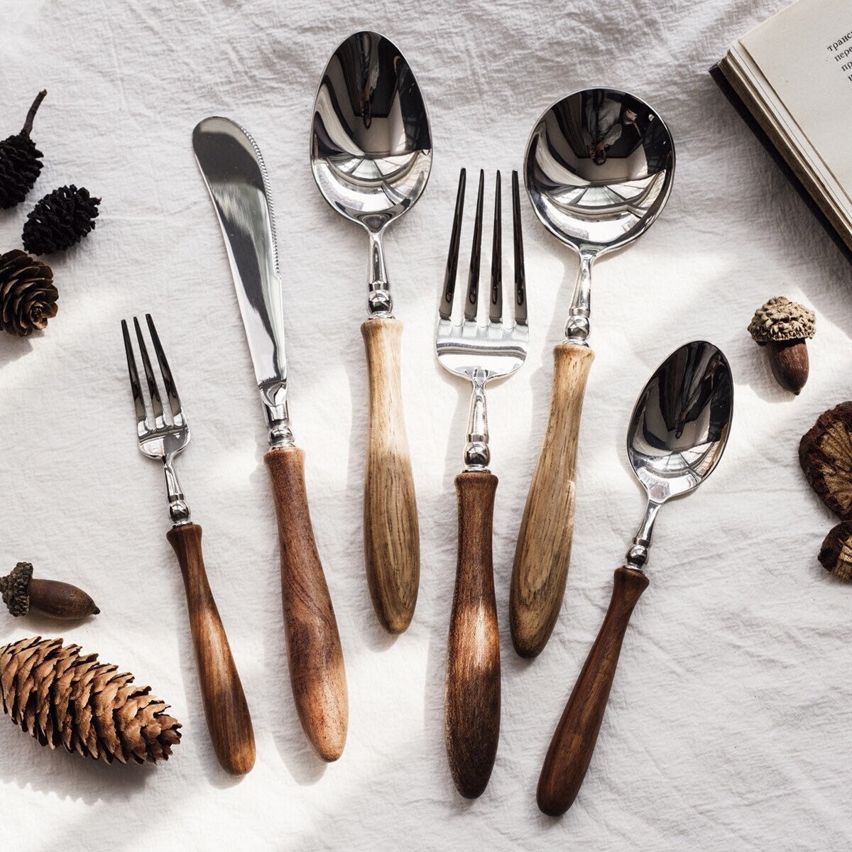 Wooden handle sale cutlery