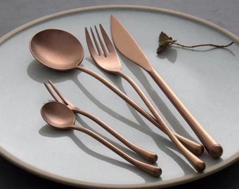 Gohobi A Set of 5 Pieces Rose Gold Stonewashed Cutlery