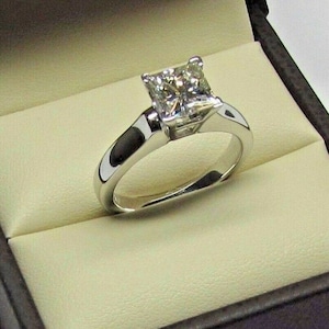 7MM Princess Cut Moissanite Diamond Ring, Engagement Solitaire Ring, Classic Daily Wear Ring, Promise Ring For Her, Anniversary Gift For Her