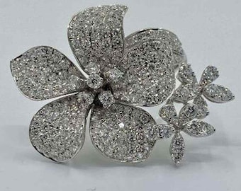 Blossom Flower Diamond Set Ring, Micro Pave Set Moissanite Diamond Ring, Flower Cocktail Ring, Wedding Bridal Ring, Handmade Ring For Her