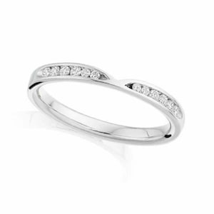 Channel Set Halbe Ewigkeit Band, Moissanit Diamant Band im Rundschliff, Zarte Versprechen Band, Hochzeitsband für Frau, tägliche Abnutzung Band, Geschenk für Sie