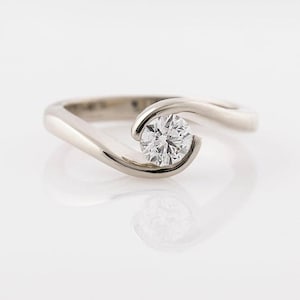 Elegant 2.25CT Round Cut Moissanite Diamond Ring, Tension Set Diamond Ring, Bypass Shank Ring, Solitaire Ring, Minimalist Ring For Women
