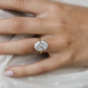 5.05CT Colorless Oval Cut Diamond Ring, Solitaire Bezel Set Ring, Engagement Ring, Wedding Ring, Attractive Ring, Birthday Gift For Her