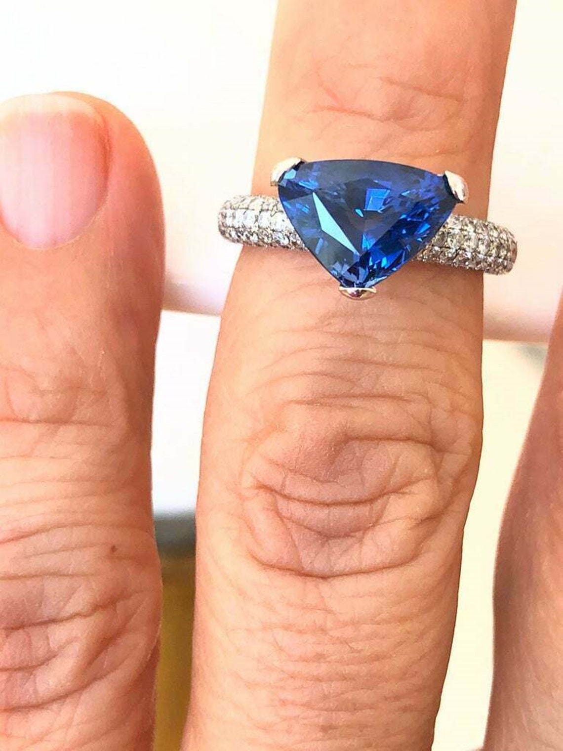 Royal Blue Trilliant Cut Diamond Ring /Wedding Etsy