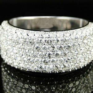 Halbe Ewigkeit Dickes Band, Pave Set Rundschliff Moissanit Diamant Ehering, Verlobungsring für Frauen, Geburtstagsgeschenk für sie, Versprechensband