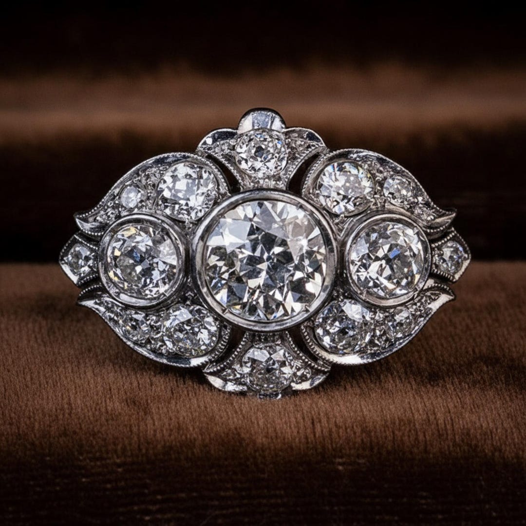 Circa. 1890s Vintage Art Deco Style Ring, Edwardian Engagement ...