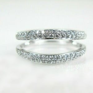 Women&#39;s Enhancer Guard Band Ring, Round Moissanite Diamond Wrap Guard Band, Anniversary Gift Band, 925 Silver Open Gap Band, Minimalist Band