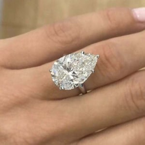 8.14CT Large Pear Cut Diamond Ring, Engagement Solitaire Ring, 5 Prong Set Ring, Wedding Moissanite Ring, Party Wear Ring, Teardrop Ring