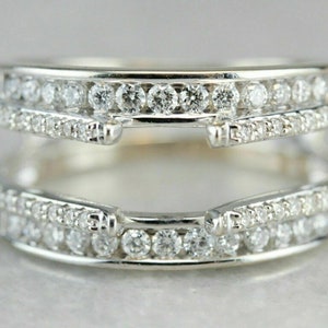 Latest Enhancer Band Ring, Open Stacked Band For Women, Unique Wrap Guard Band, Round Moissanite Diamond Band, Wedding Anniversary Gift Ring