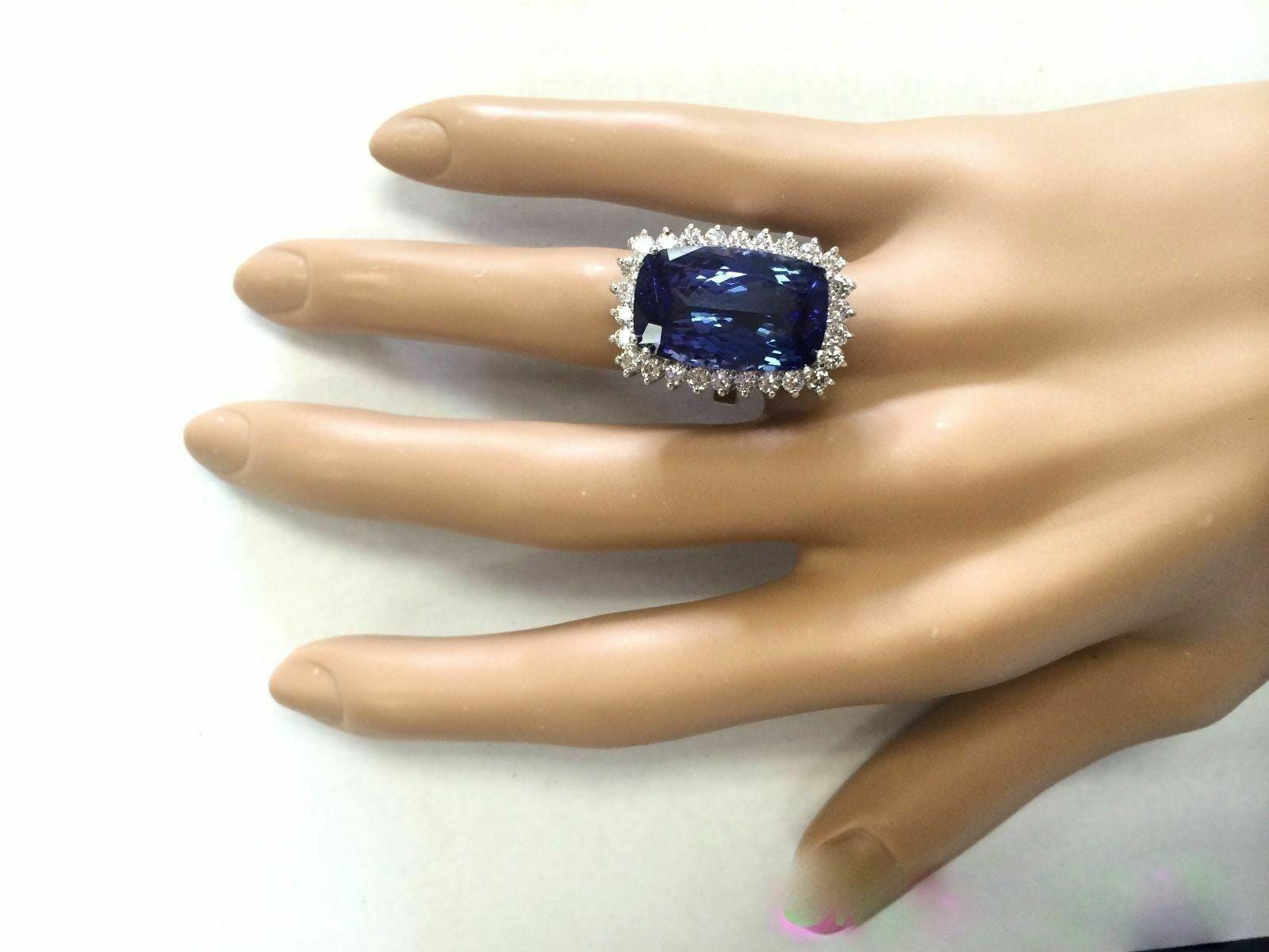 Elongated Blue Cushion & Round Cut CZ Stone Ring, Halo Sapphire Cocktail Ring, Wedding Bridal Ring, Unique Gemstone Ring, Party Wear Ring