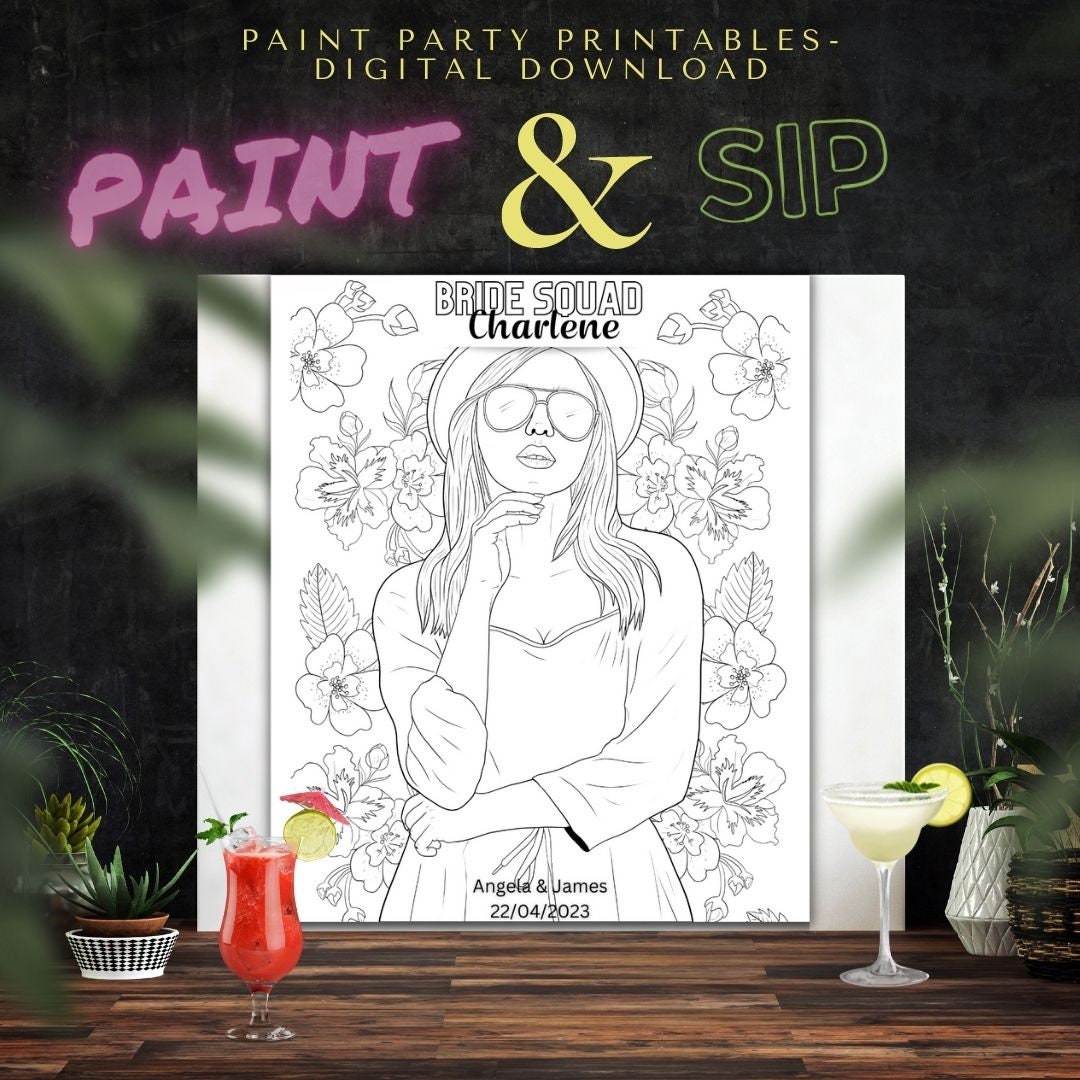 Date Night7/instant Digital Download/diy Paint Party Printable/pre-drawn/outline  Canvas/adult Painting/paint & Sip/art Party/stencil 