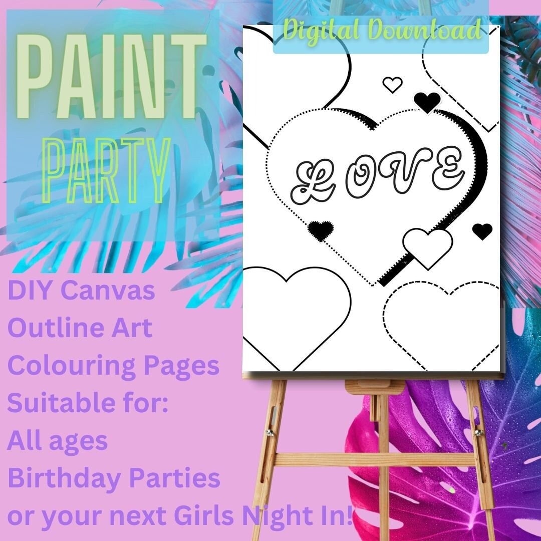 Date Night7/instant Digital Download/diy Paint Party Printable/pre-drawn/outline  Canvas/adult Painting/paint & Sip/art Party/stencil 