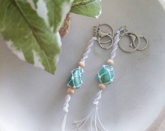 CRYSTAL | Macrame Crystal Keychain | Car Charm | Macrame Keychain |