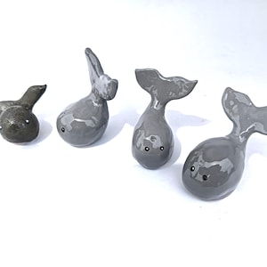 Pod of 3 ceramic teeny tiny mini whales endearing bundle