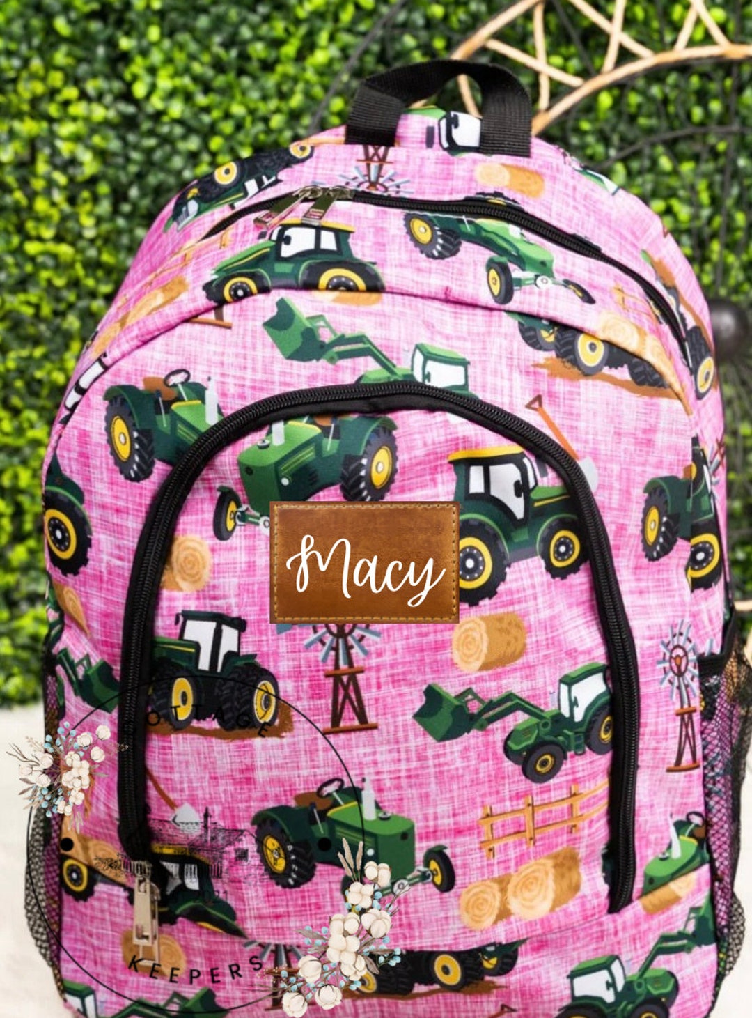 Personalized Farm Tractor Backpack for Girls, Custom Kids Backpack ...