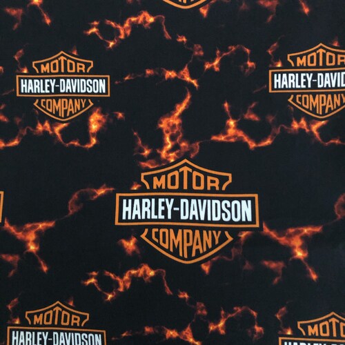 Harley Davidson Motorcycles Signature Fabric Panel Orange Etsy