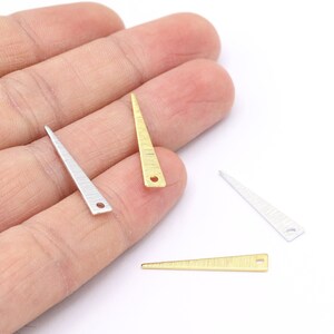 4,5x26mm 24 K Shiny Gold Plated, Rhodium Plated Textured Triangle Blank, Triangle Charm, Triangle Earring,Triangle Pendant, Triangle - G1091