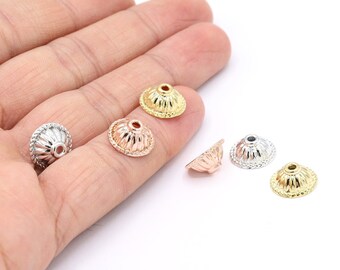 5x12mm 24 K Shiny Gold Plated, Rose Gold Plated, Rhodium Plated Bead Caps, Cord End, Cord Tip, Solid End Cap, Bead Cap, Tassel Cap - G2078