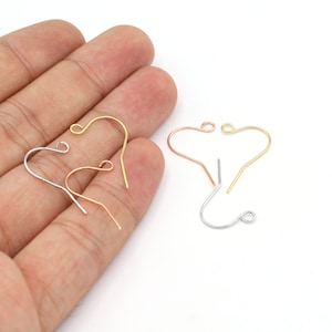 22mm 24 K Shiny Gold Earring Hooks, Fish Hooks, Ear Wires, Gold Earrings, Earring Findings -G676