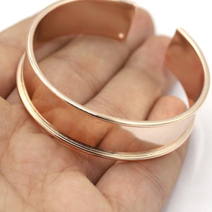 15x155mm Rose Gold Plated Cuff Bangle, Channel Size 12mm, Cuff Channel Bracelet, Bracelet Findings, Bracelet - RG442