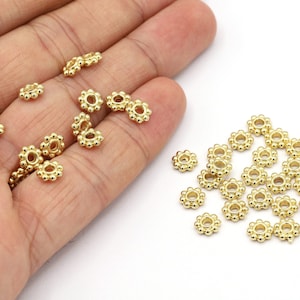 6mm 24 K Shiny Gold Plated Spacer Beads, Gold Charms, Gold Plated Spacer Charms, Gold Plated Charm, Beads, Spacer Beads - G56