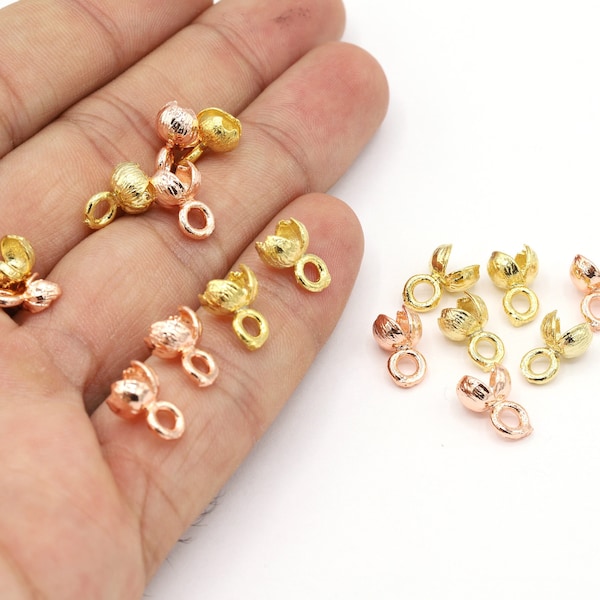 5x11mm 24 K Shiny Gold Plated, Rose Gold Plated Connector, Crimp, Ball Chain Connector, Pendant Bails - G570