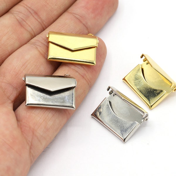 15x20mm 24 K Shiny Gold Plated and Rhodium Plated Envelope Locket Charms, Patterned Locket Necklace, Personalized Necklace, Pendants - G1431