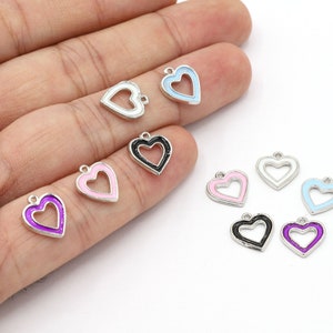10x12mm Rhodium Plated Heart, Heart Charms, Bracelet Heart, Heart Findings, Rhodium Plated Heart, Heart Necklace - RD146