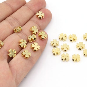 8mm 24 K Shiny Gold Plated Clover Beads, Spacer Beads, Clover Beads, Clover, Clover Charms, Jewelry Making, Gold Plated Clover - G1026