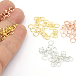 20 Ga 50 Pcs 6mm  24 K Shiny Gold Plated Jump Rings, (0.8x6mm), Rose Gold Plated Jump Rings, Rhodium Plated Jump Rings, G12