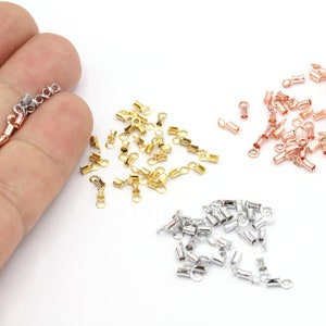 Binnen 1,3 mm 24 kt glanzend verguld koorduiteinde, messing eindkapje, rooskleurig eindkapje, rhodium eindkapje, armband eindkapje, koorduiteinde, G5