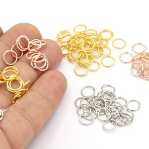 20 Ga 50 Pcs 8mm  24 K Shiny Gold Plated Jump Rings, (0.8x8mm), Rose Gold Plated Jump Rings, Rhodium Plated Jump Rings, G710